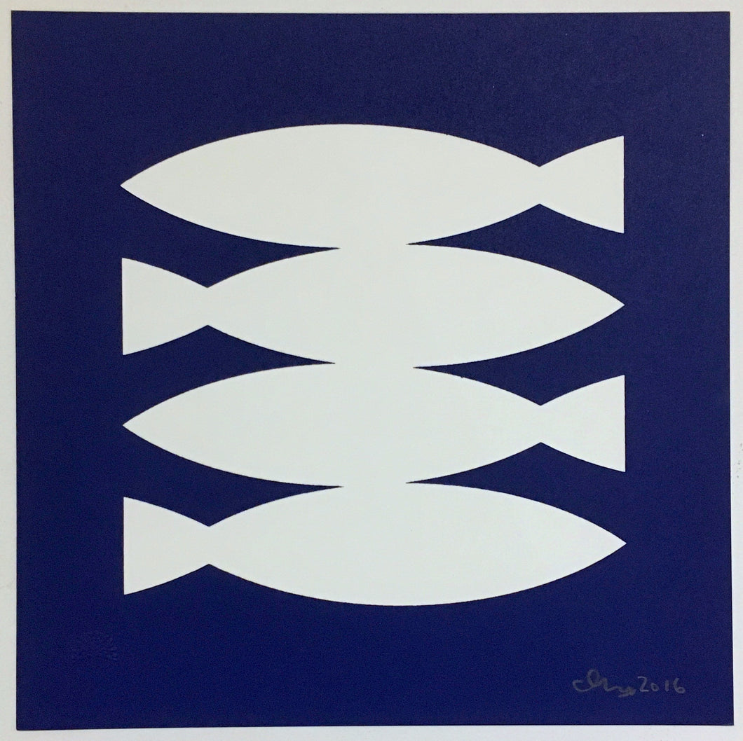 FOUR FISH - IV - Fish Stack - White
